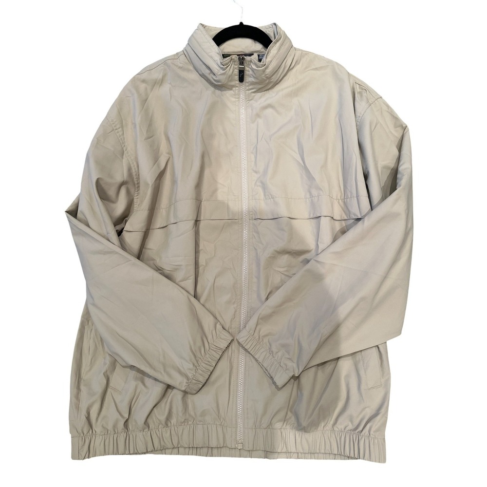 Golf Windbreaker Jacket Men's XL Tan Ventilated Hooded Mesh Lined Greg Norman - Picture 3 of 12